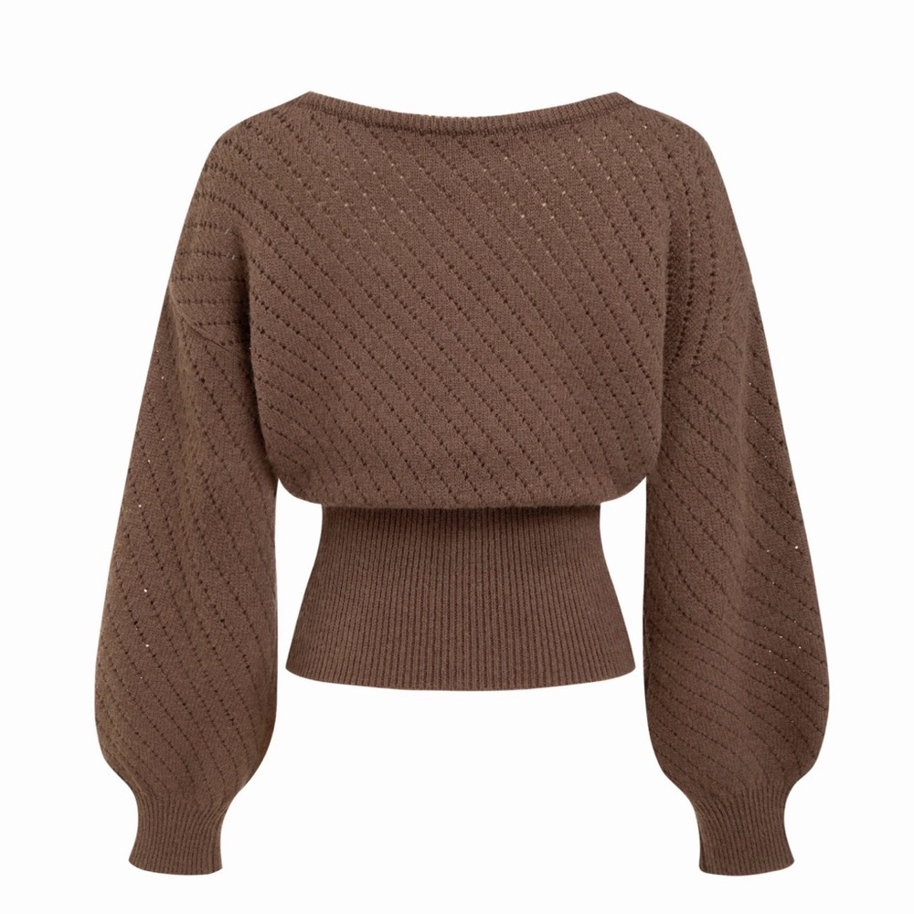 CIDER KNIT BOAT NECK HOLLOW OUT OVERSIZED LONG SLEEVE SWEATER TOP 10 XL NWT